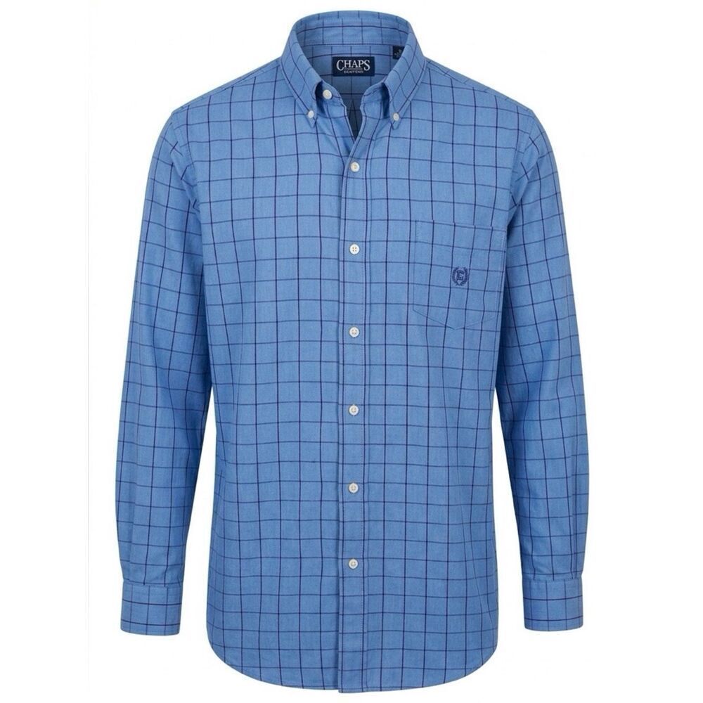 Chaps Men's Light Blue Windowpane Button-Down Shirt